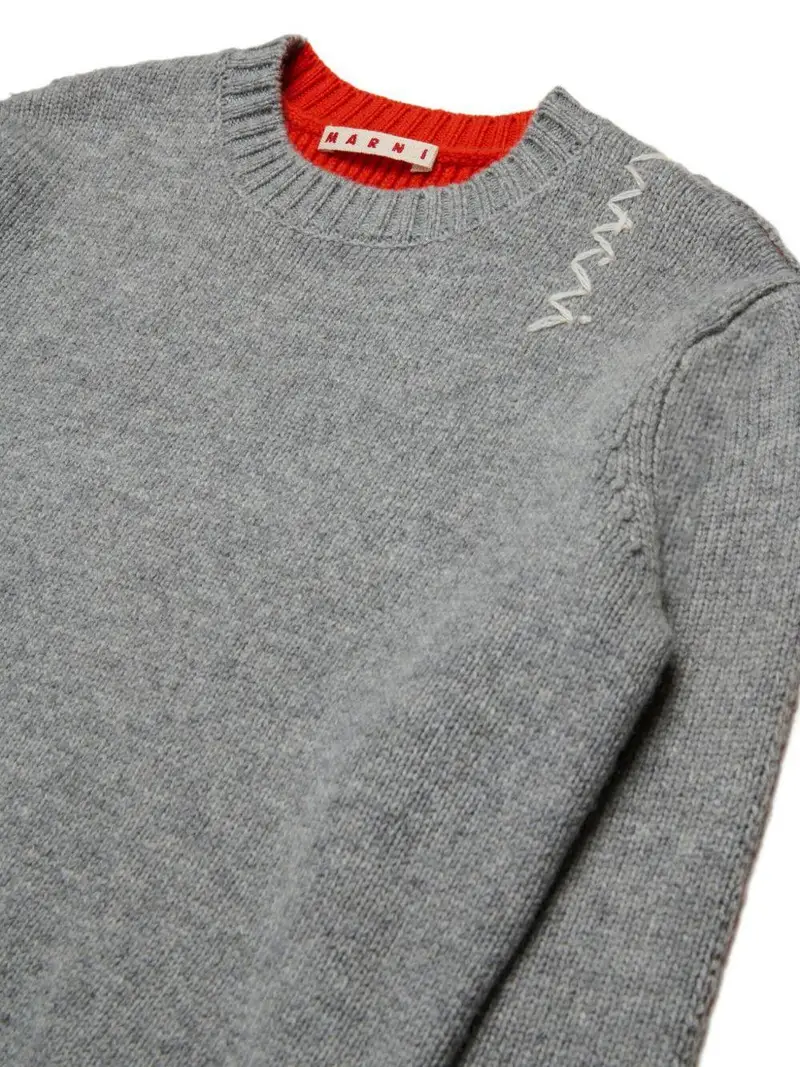 Marni Kids Maglia bicolore grigio melange miniatura 2