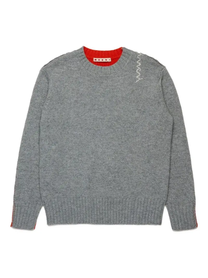 Marni Kids Maglia bicolore grigio melange
