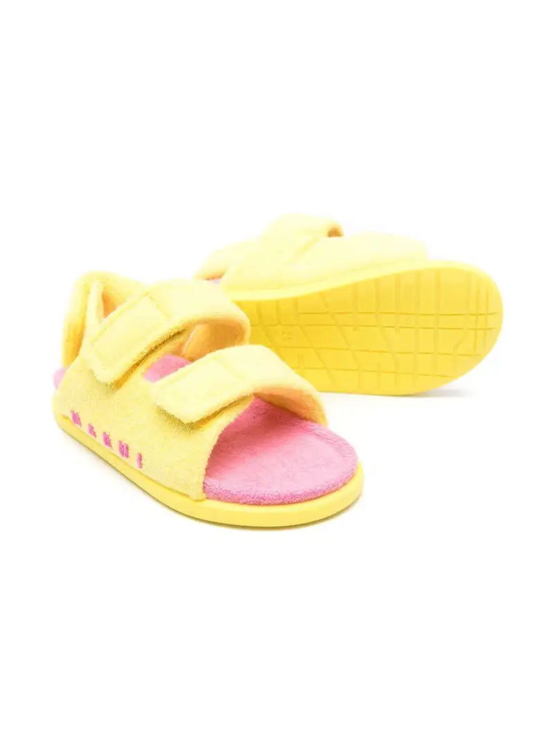 Sandali in spugna bicolor con strappi Giallo miniatura 3