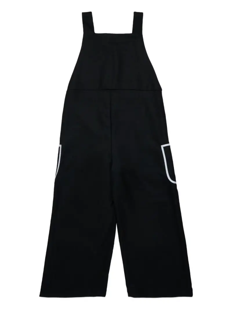 Tuta nera ricamata con mezza zip Nero miniatura 2