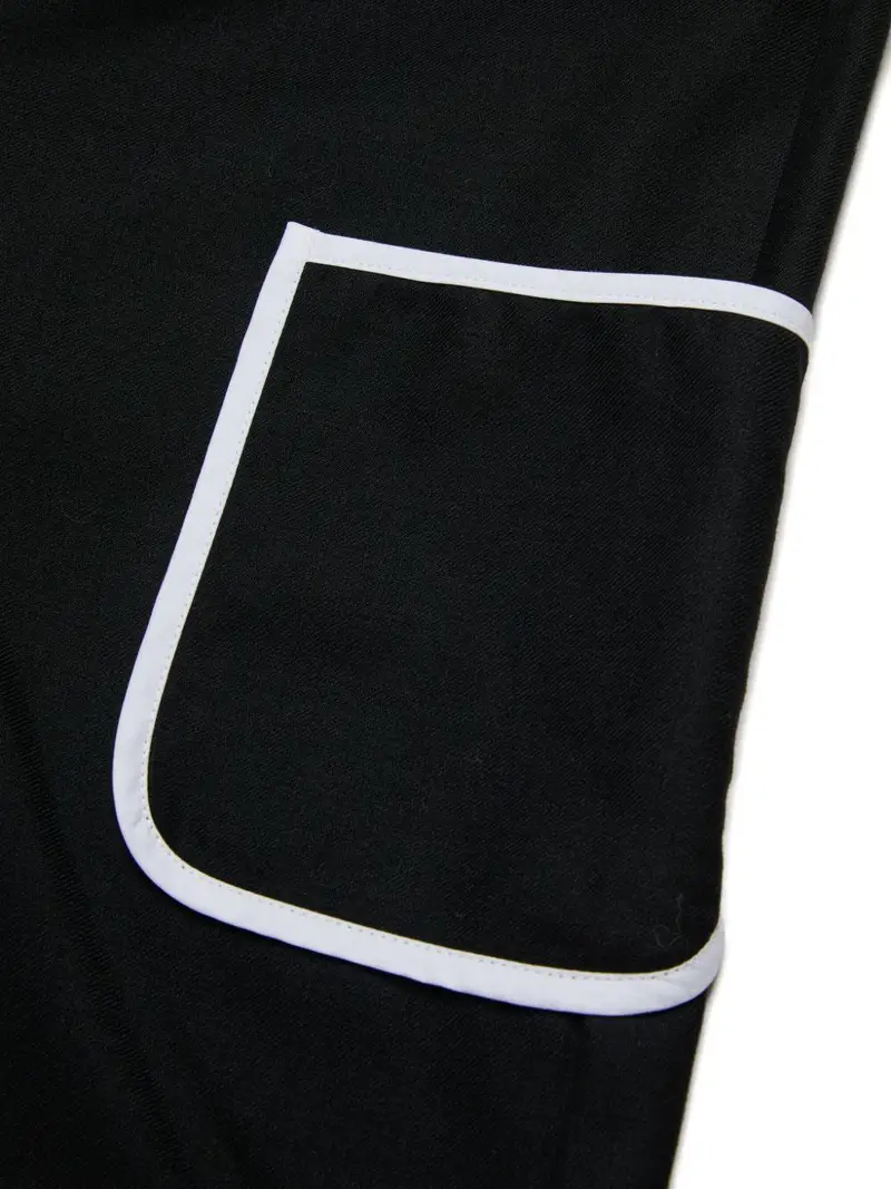 Tuta nera ricamata con mezza zip Nero miniatura 3