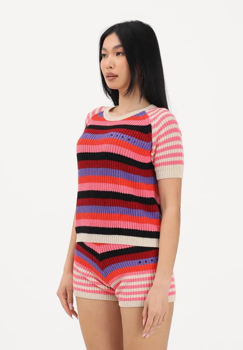 Maglia a manica corta multicolore per donna, ragazze e bambine