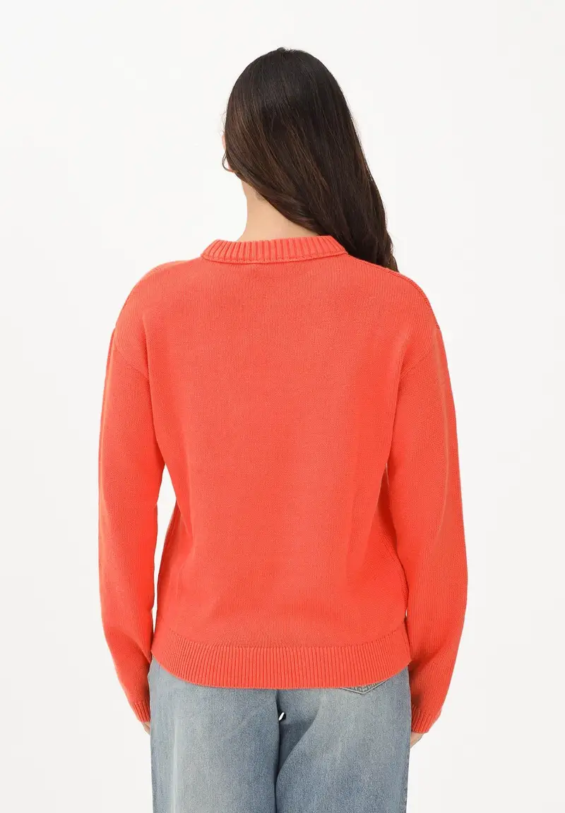 Maglioncino girocollo arancione per donna, bambino e bambina con tasca applicata miniatura 3