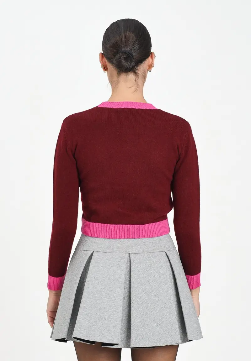 MARNI Maglioncino girocollo bordeaux per donna e bambina con logo miniatura 3