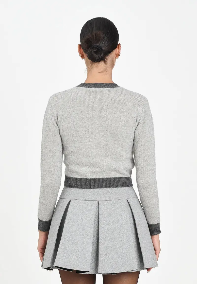 MARNI Maglioncino girocollo grigio per donna e bambina con logo miniatura 3