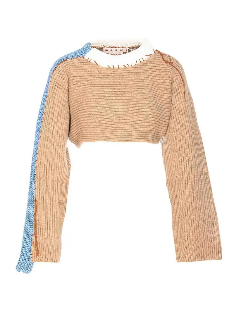 Maglione a maglia beige