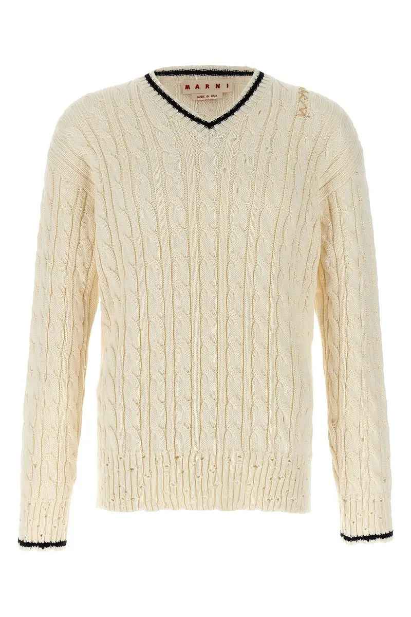 Maglione Scollo V Bianco