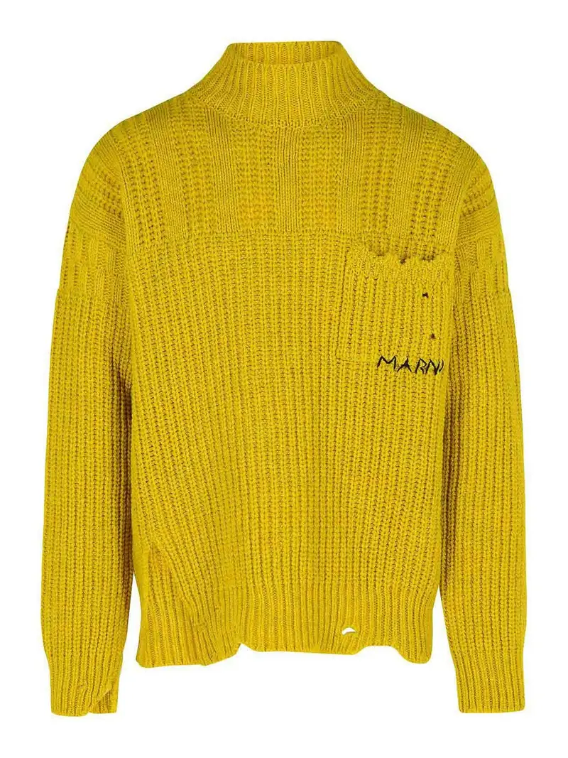 Mustard Virgin Virgin Wool Turtleneck Sighi Giallo