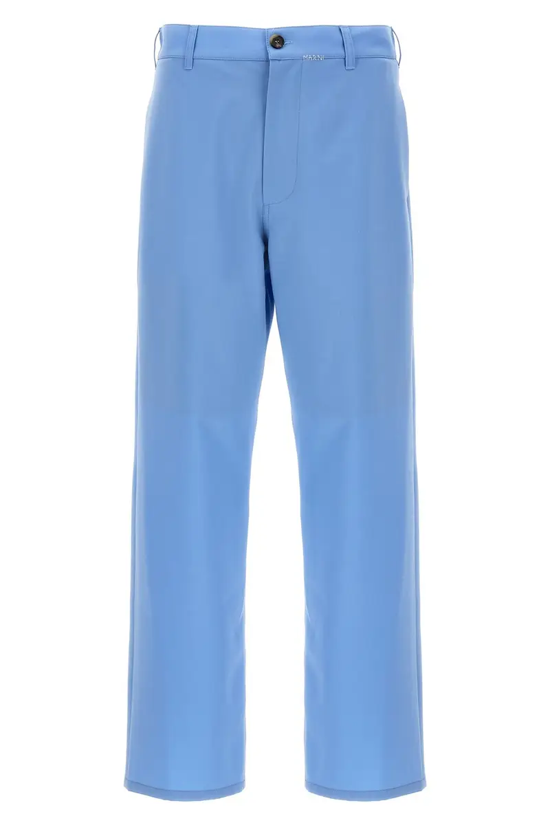 Pantalone Ricamo Logo Azzurro