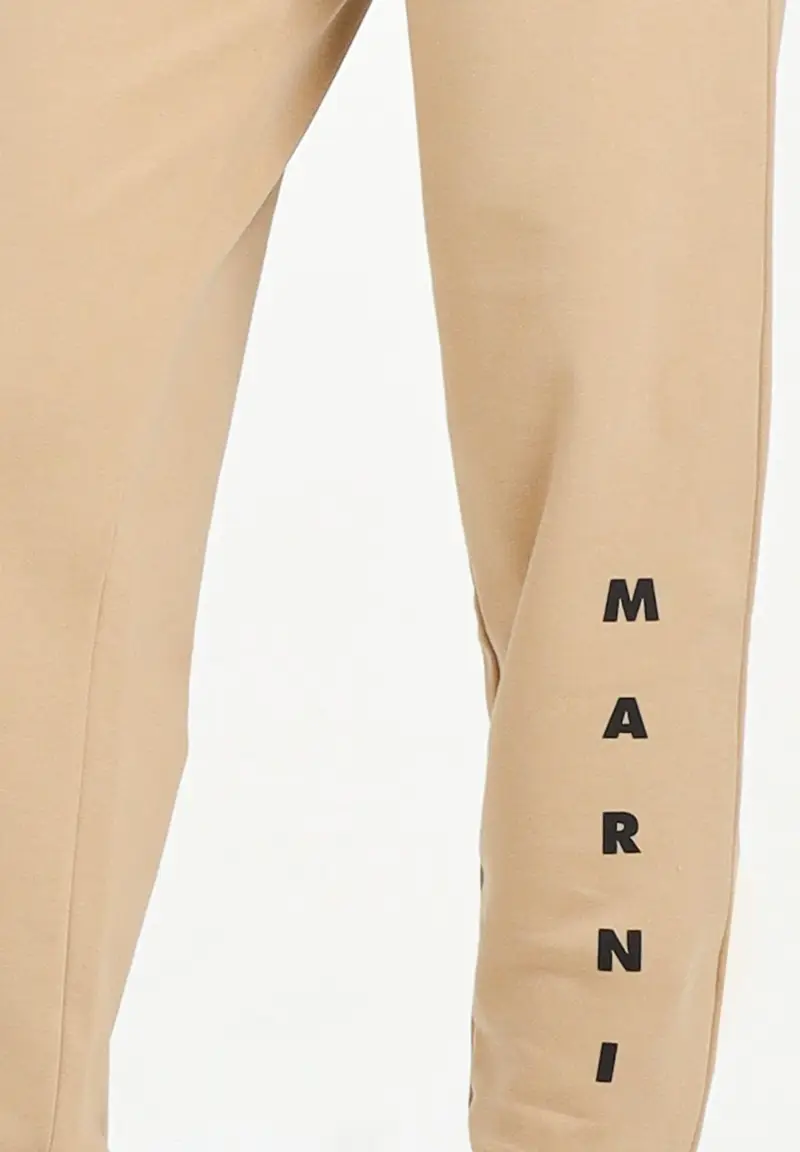MARNI Pantalone sportivo beige per donna, ragazzi e bambini con logo istituzionale miniatura 2