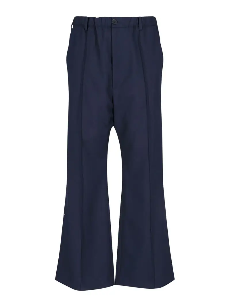 Pantaloni Bootcut In Lana Vergine Blu