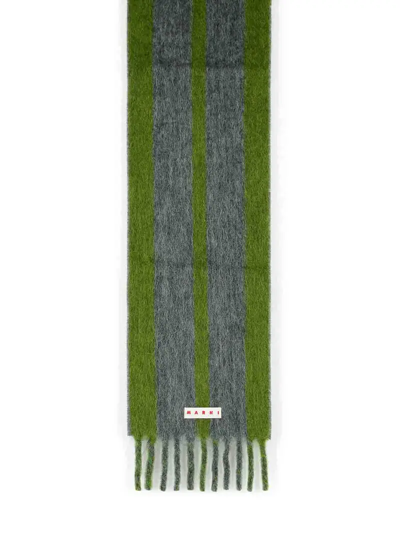 Sciarpa con miscela mohair grigia con frange Grigio