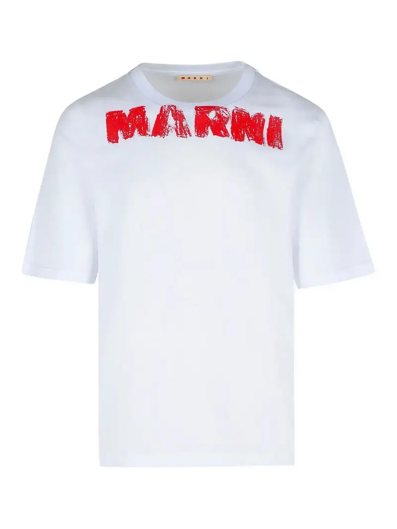 T-shirt di cotone bianco con maxi stampa