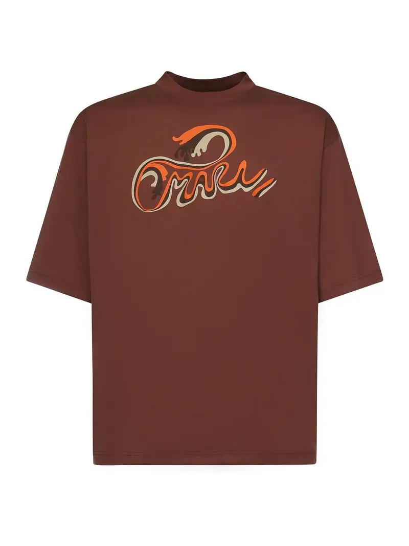 T-shirt in cotone stampato Marrone