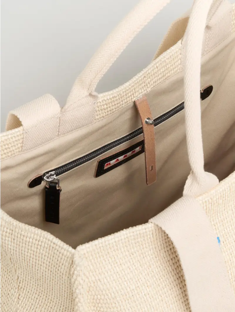 Marni tote bag in rafia miniatura 3