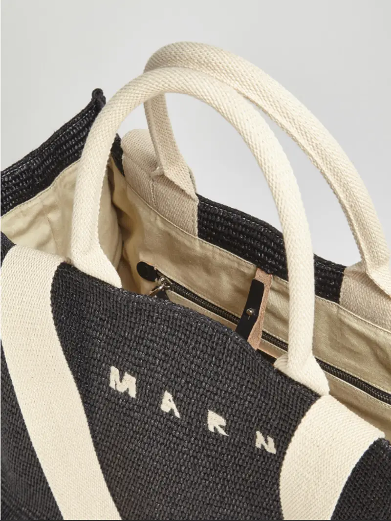 Marni tote bag in rafia miniatura 3