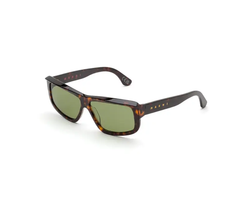 Marni Unisex Annapuma Circuit 3627 L3U Occhiali da sole Acetato Havana Verde Squadrata Normale