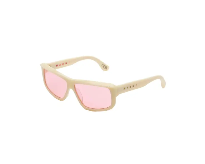 Marni Unisex Annapuma Circuit Babe 1K5 Occhiali da sole Acetato Bianco Rosa Squadrata Normale