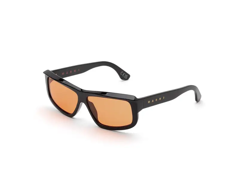 Marni Unisex Annapuma Circuit Speed DZE Occhiali da sole Acetato Nero Arancione Squadrata Normale