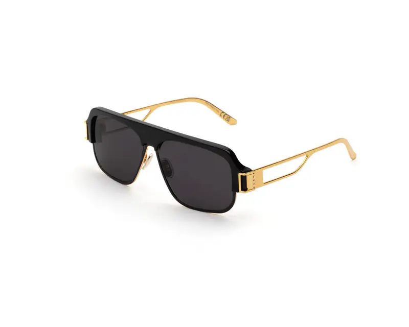 Marni Unisex Burullus Black Gold FMZ Occhiali da sole Acetato Nero Grigio Squadrata Normale