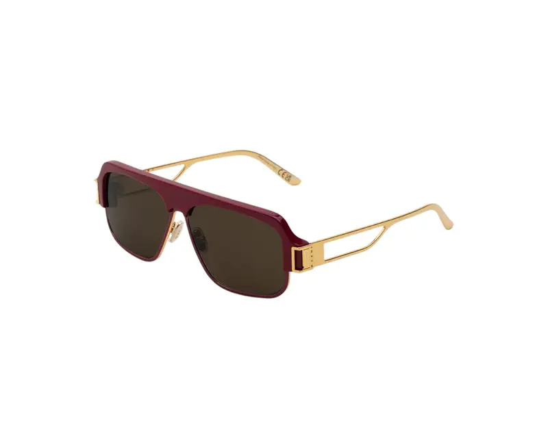 Marni Unisex Burullus Burgundy Gold I2U Occhiali da sole Acetato Bordeaux Marrone Squadrata Normale