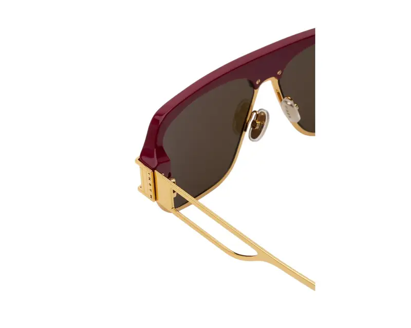Marni Unisex Burullus Burgundy Gold I2U Occhiali da sole Acetato Bordeaux Marrone Squadrata Normale miniatura 2