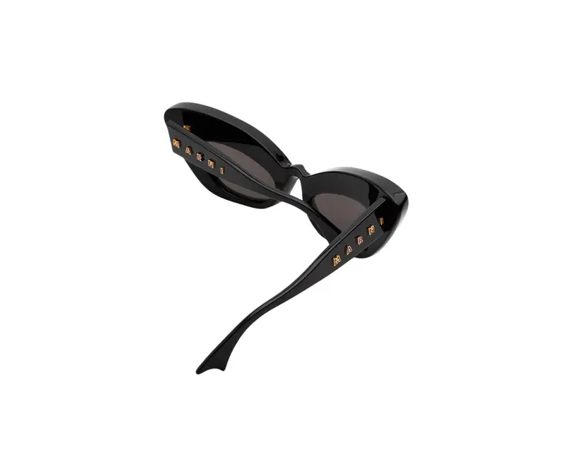 Marni Unisex Caelicola Black P1J Occhiali da sole Acetato Nero Grigio Geometrica Normale miniatura 2