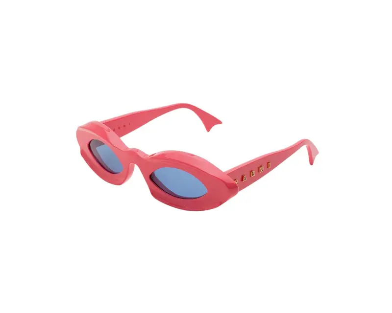 Marni Unisex Dark Doodad Pink XGT Occhiali da sole Acetato Rosa Azzurro Geometrica Normale