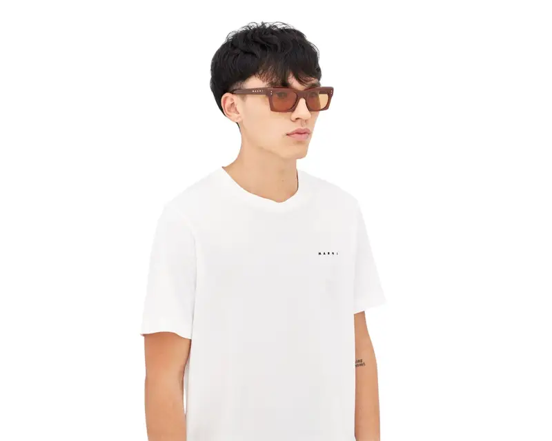 Marni Unisex Edku Kobicha TVD Occhiali da sole Acetato Bordeaux Arancione Squadrata Normale miniatura 3