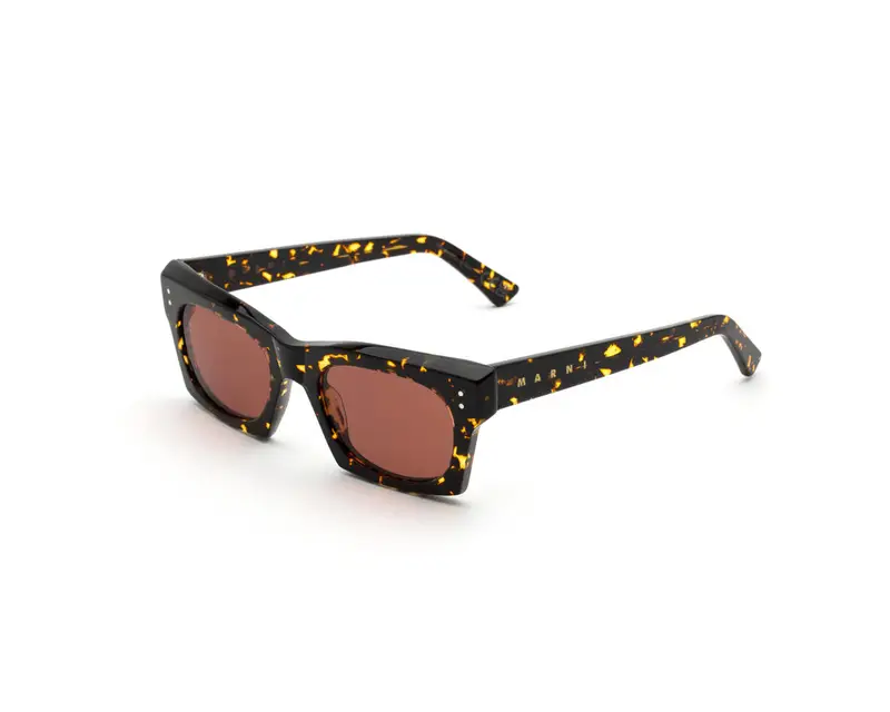Marni Unisex Edku Maculato 2B3 Occhiali da sole Acetato Havana Marrone Squadrata Normale