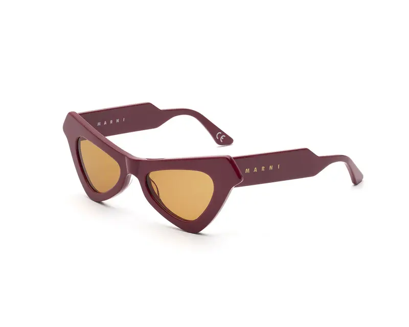Marni Unisex Fairy Pools Bordeaux 7QH Occhiali da sole Acetato Bordeaux Marrone Cat Eye Normale