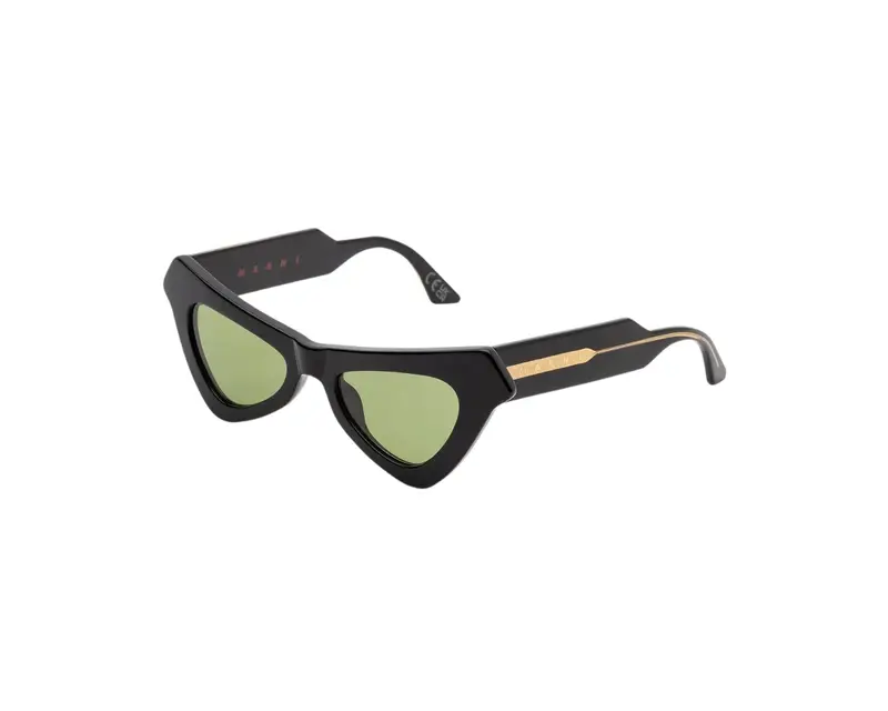Marni Unisex Fairy Pools Forest TYJ Occhiali da sole Acetato Nero Verde Cat Eye Normale