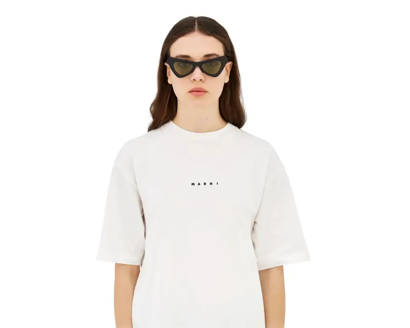 Marni Unisex Fairy Pools Forest TYJ Occhiali da sole Acetato Nero Verde Cat Eye Normale miniatura 2