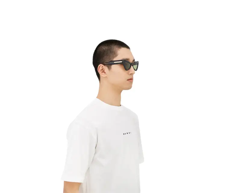 Marni Unisex Fairy Pools Forest TYJ Occhiali da sole Acetato Nero Verde Cat Eye Normale miniatura 3