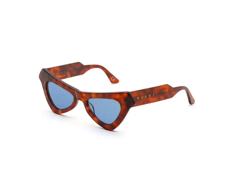 Marni Unisex Fairy Pools Havana Blue 9S9 Occhiali da sole Acetato Havana Blu Cat Eye Normale