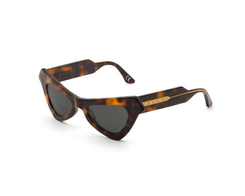 Marni Unisex Fairy Pools Havana LDG Occhiali da sole Acetato Havana Grigio Cat Eye Normale
