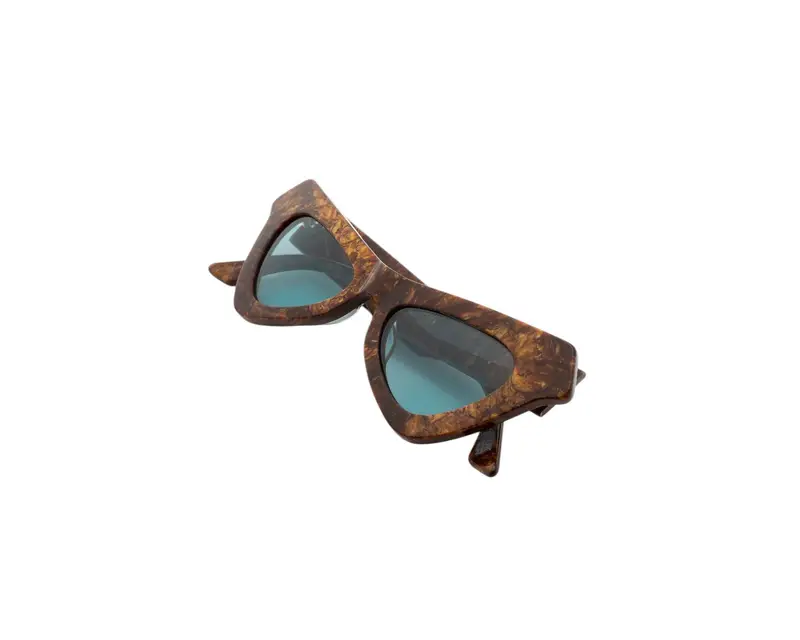 Marni Unisex Fairy Pools Radica EEF Occhiali da sole Acetato Marrone Blu Cat Eye Normale miniatura 2