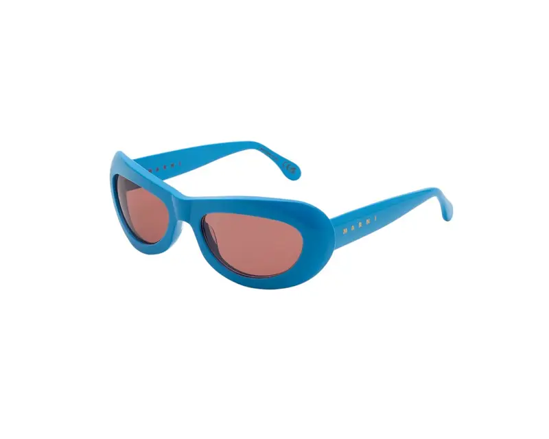 Marni Unisex Field Of Rushes Blue EZ5 Occhiali da sole Acetato Blu Marrone Geometrica Normale