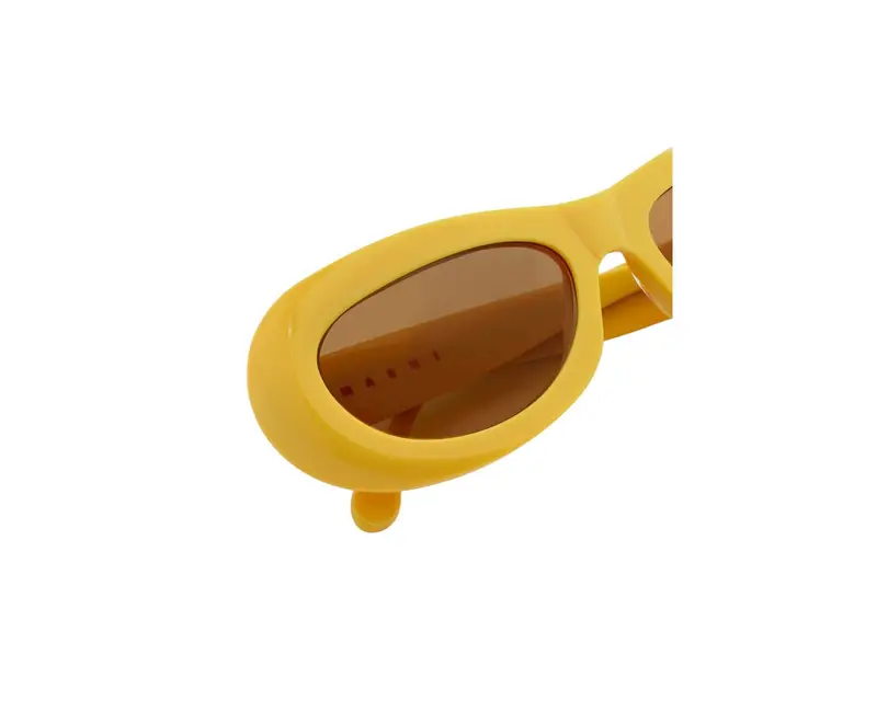 Marni Unisex Field Of Rushes Yellow 7IE Occhiali da sole Acetato Giallo Marrone Geometrica Normale miniatura 2