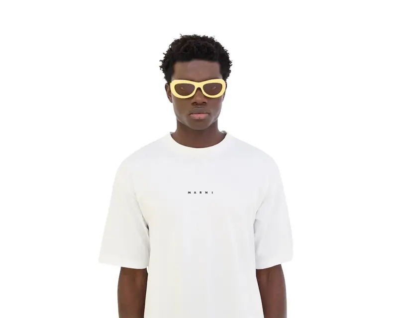 Marni Unisex Field Of Rushes Yellow 7IE Occhiali da sole Acetato Giallo Marrone Geometrica Normale miniatura 3