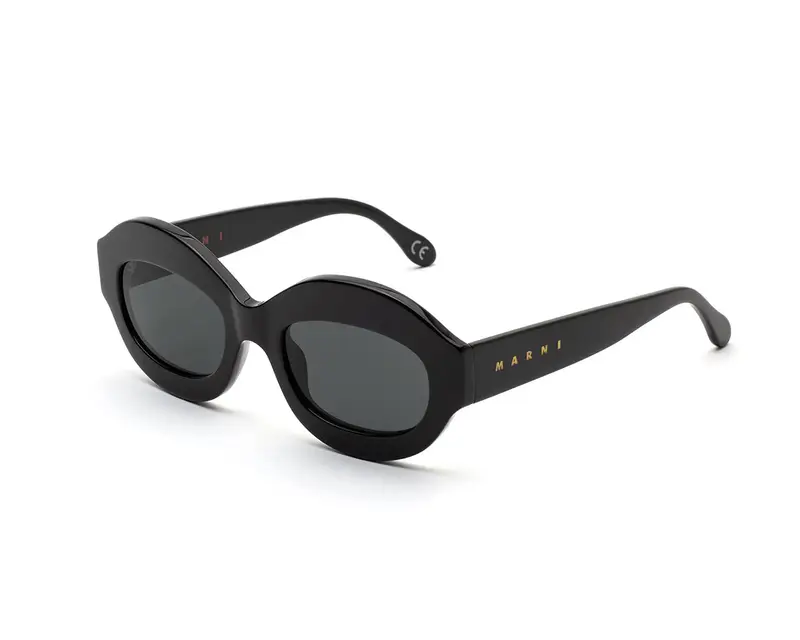 Marni Unisex Ik Kil Cenote Black 4IE Occhiali da sole Acetato Nero Grigio Oversize Normale