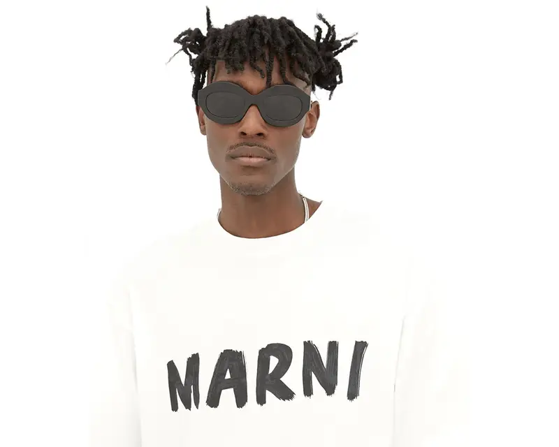 Marni Unisex Ik Kil Cenote Black 4IE Occhiali da sole Acetato Nero Grigio Oversize Normale miniatura 3