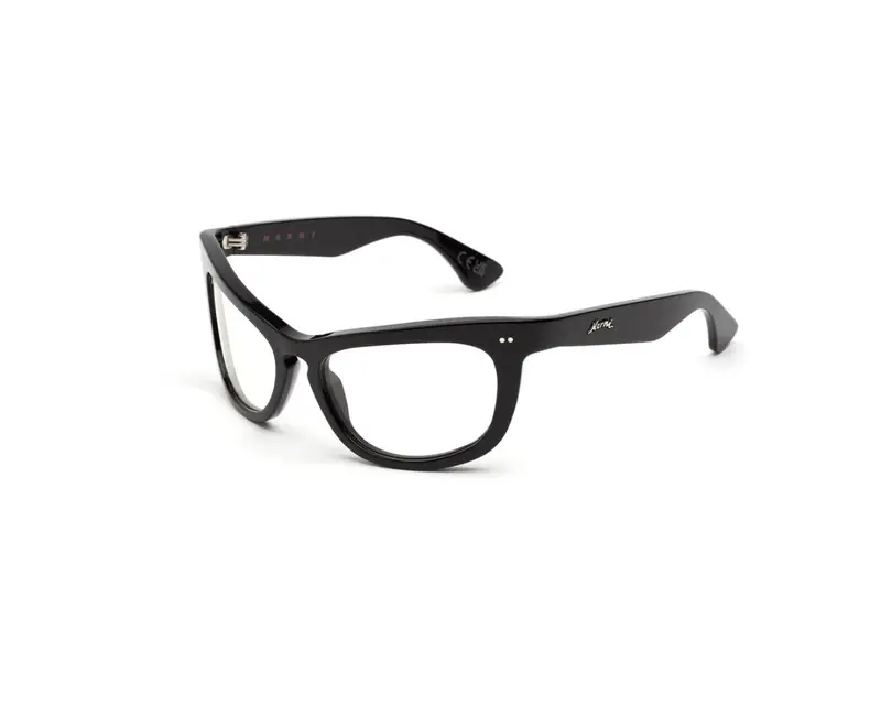 Marni Unisex Isamu Black E5U Occhiali da sole Acetato Nero Trasparente Avvolgente Normale