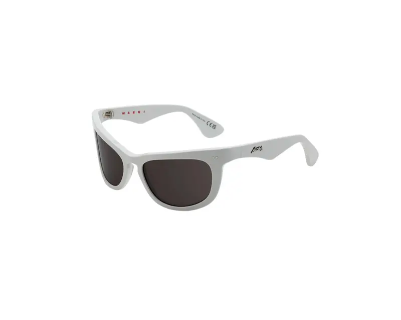 Marni Unisex Isamu Solid White WEH Occhiali da sole Acetato Bianco Grigio Avvolgente Normale