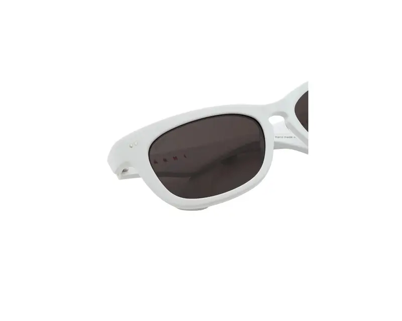 Marni Unisex Isamu Solid White WEH Occhiali da sole Acetato Bianco Grigio Avvolgente Normale miniatura 2