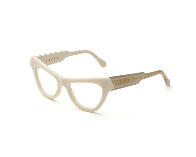 Marni Unisex Jeju Island Panna QWC Montature da vista Acetato Bianco  Cat Eye