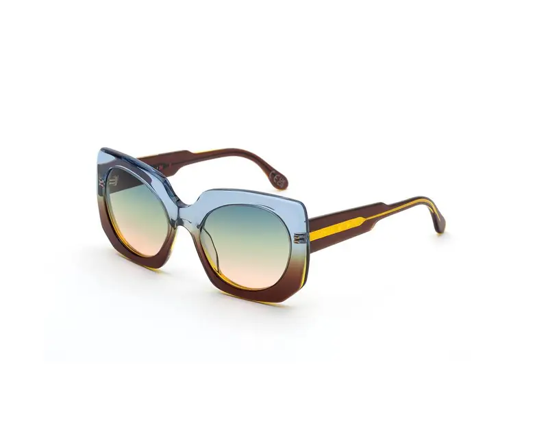 Marni Unisex Jellyfish Lake Deep Fade EIT Occhiali da sole Acetato Azzurro Blu Squadrata Normale Sfumato