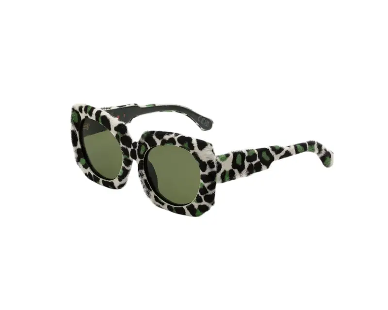 Marni Unisex Jellyfish Lake Tulliana Leopard DM1 Occhiali da sole Acetato Leopardo Verde Squadrata Normale
