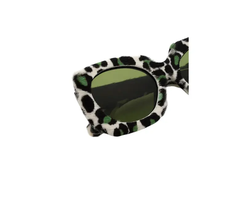 Marni Unisex Jellyfish Lake Tulliana Leopard DM1 Occhiali da sole Acetato Leopardo Verde Squadrata Normale miniatura 2