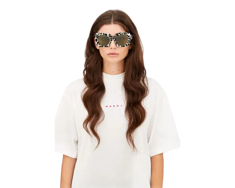 Marni Unisex Jellyfish Lake Tulliana Leopard DM1 Occhiali da sole Acetato Leopardo Verde Squadrata Normale miniatura 3